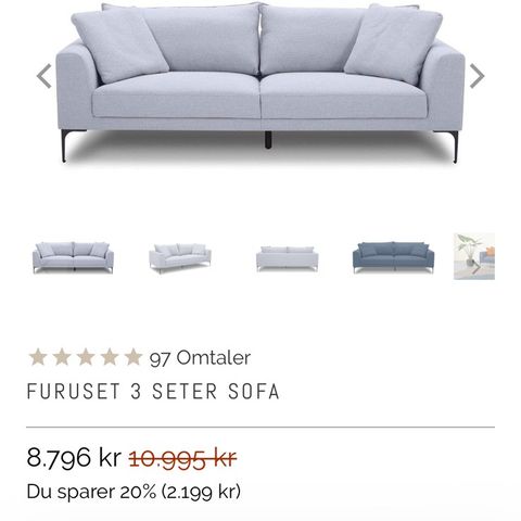 Furuset 3 seter sofa