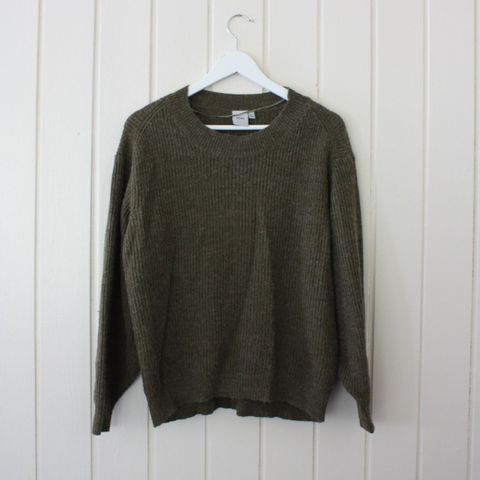 Mørkebrun/-grønn genser fra ICHI str L