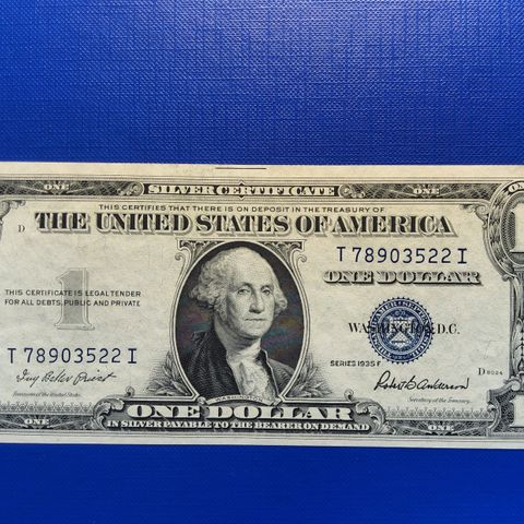 1 Dollar Silver Certificate fra 1935 Kv. 0/01