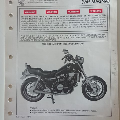 Original Honda 1982-1983 Set-up Instructions