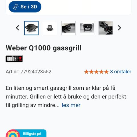 Weber Gassgrill helt ny med Weber regulator og slange