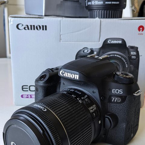 Canon 77d pent brukt pakke