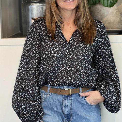 Ny Camilla Pihl Karro blouse black lupin print, topp Medium