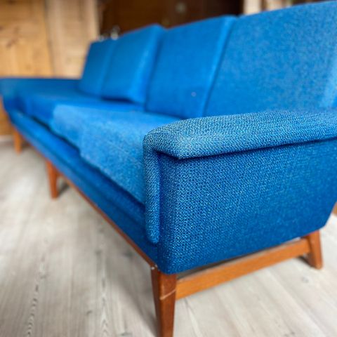 Retro sofa, blå, 70-talls