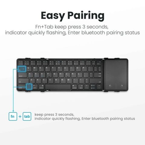 Avatto  - Sammenleggbart Blåtann Tastatur med pekeplate  - US eng. layout usb-c