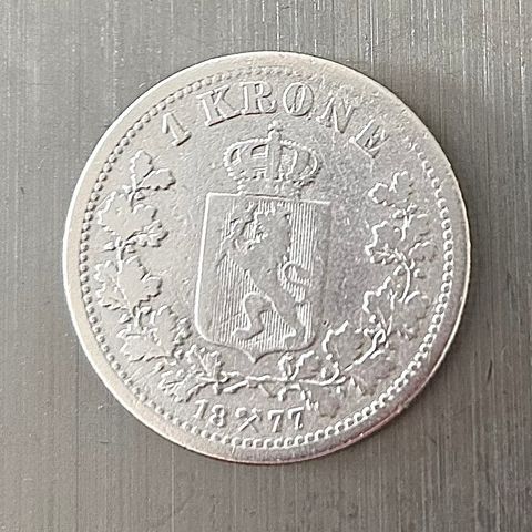 Mynt 1 kroner fra 1877.