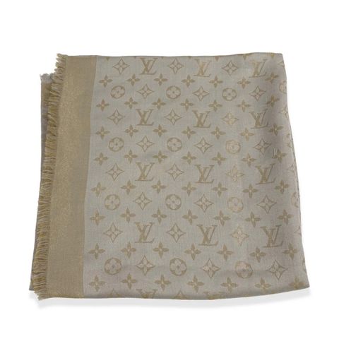 LOUIS VUITTON EXTRA LARGE METALLIC GOLD AND GREY SCARF