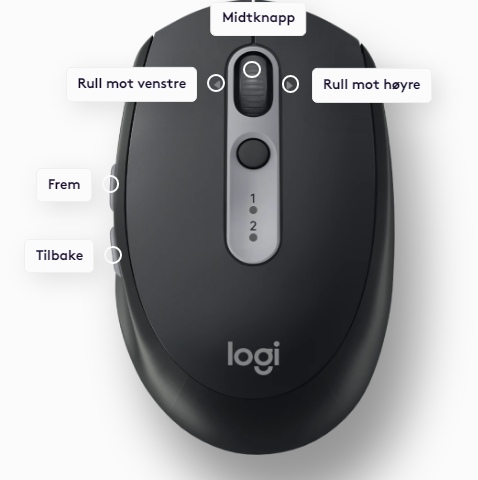 Logitech M590 bluetooth mus / mus med knapper som ikke lager klikke lyd