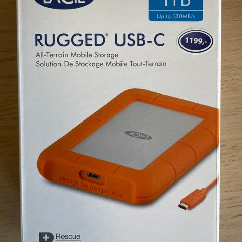 Harddisk med USB C. 1TB