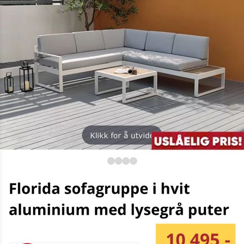 Florida utemøbler i hvit aluminium / hagemøbler / sofagruppe / loungegruppe