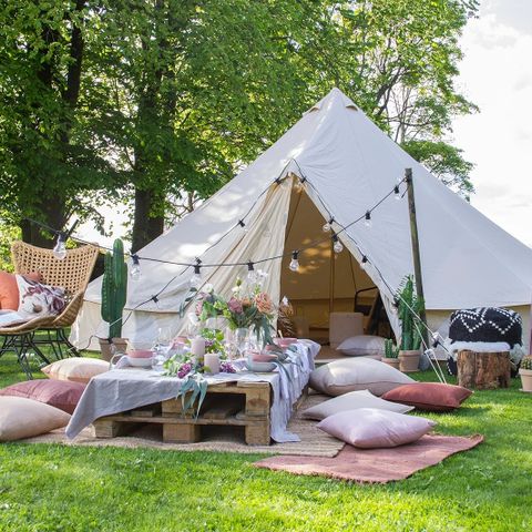 Glamping telt i vanntett canvas Ø600 cm til leie