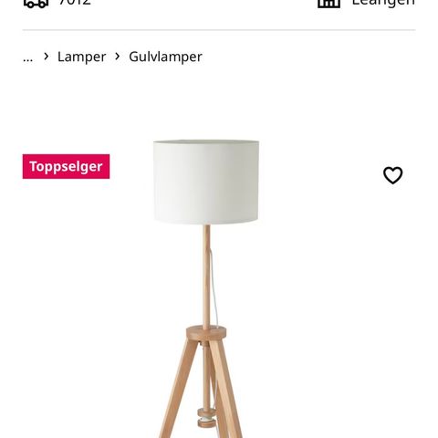 Gulvlampe Lauters fra Ikea. RESERVERT