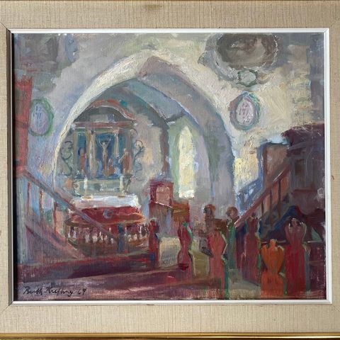 Maleri av Ruth Krefting - kirkerom (1969)