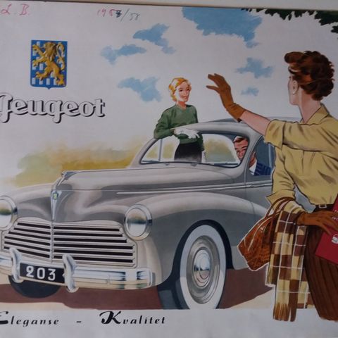 PEUGEOT 203 -brosjyre. (NORSK)