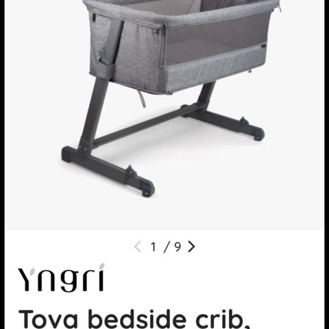 Yngri Tova bedside crib, grå