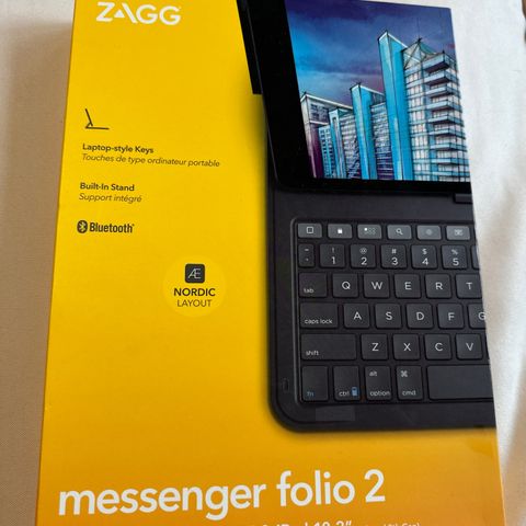(Ubrukt) Messenger folio 2 IPad air 10’’ & 10.5’’ tastatur