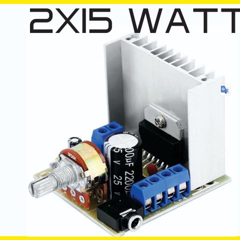 Hi-Fi forsterker (LF) 2X15 watt. Klasse AB. 12-18 volt DC.. 33 watt forbruk-max.