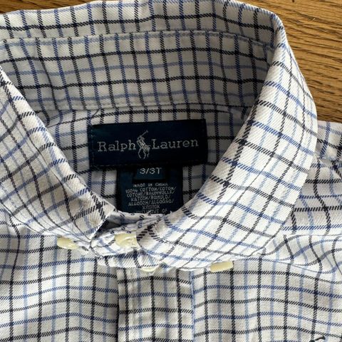 Knapt brukt Polo Ralph Lauren lekker hvitrutete Oxford skjorte str 3 år/ 3T