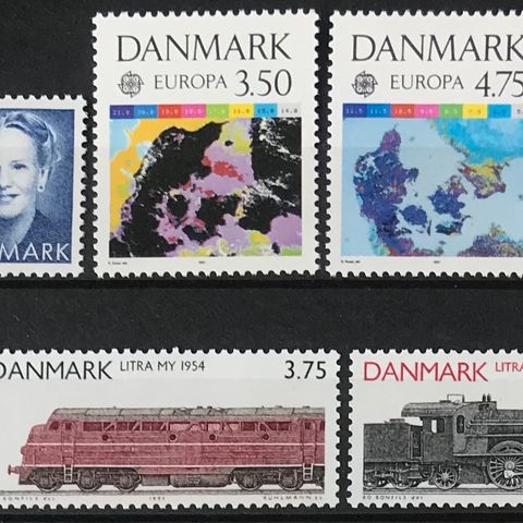 Danmark frimerker postfrisk, afa 982 - 991, 10 postfriske merker 1991