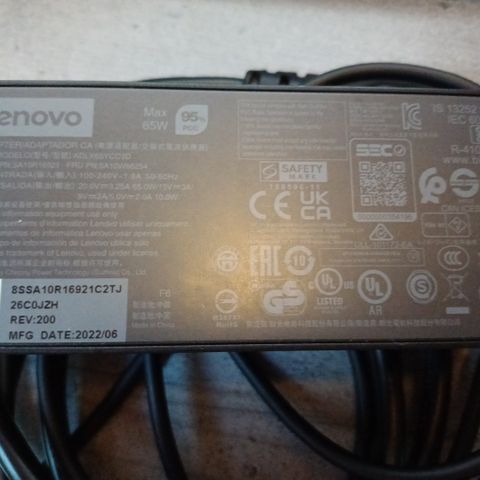 Lenovo strømforsyning type-c 65W