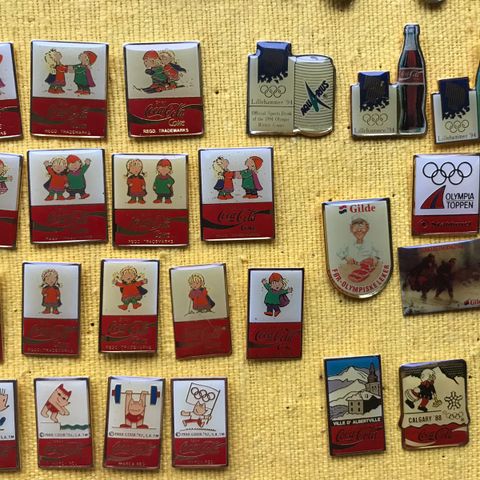 Flotte Coca Cola pins fra OL i Lillehammer + 2 fra Albertville og Calgary