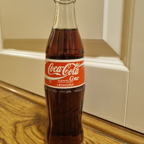 Coca-Cola glassflaske fra Danmark 1990