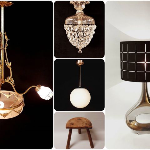 Lysekrone, lampe, plafond, plafoni, bordlampe, krakk