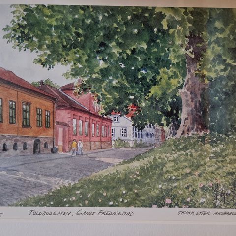 Maleri av Gamlebyen i Fredrikstad