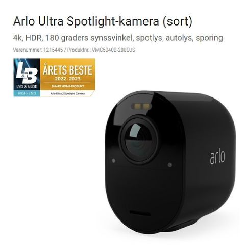 Arlo Ultra 2 - 4K HDR Video - Trådløst kamera med spotlight og sirene 2,4 / 5GHz