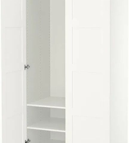 Hvit IKEA PAX garderobe 100x58x201 cm,  med hvite Bergsbo dører