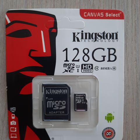 Micro SD 128GB Kingston med adapter