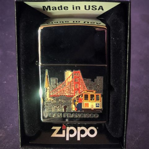 Zippo Lighter Forseglet San Francisco Tram / Golden Gate Bridge