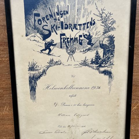 Diplom - Foreningen til Ski-Idrættens Fremme 1936