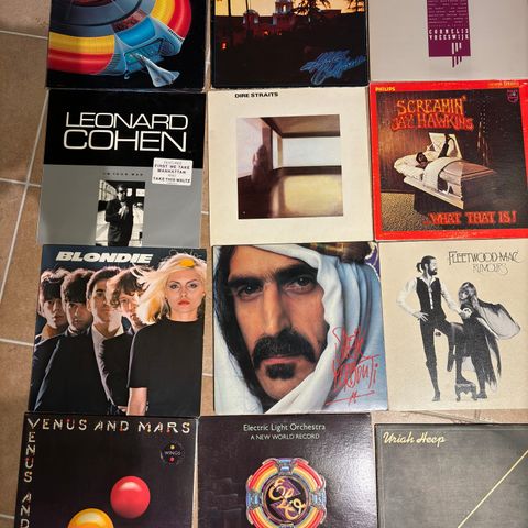 LP-plater, Uriah Heep, Deep Purple, Eagles, Frank Zappa, Blondie, Elvis