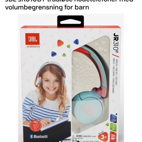 JBL JR310BT trådløse hodetelefoner med volumbegrensning for barn