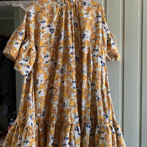 By Timo Jacquard Yellow poppy dress