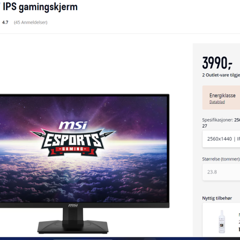 MSI G274QPF 27" IPS Gamingskjerm