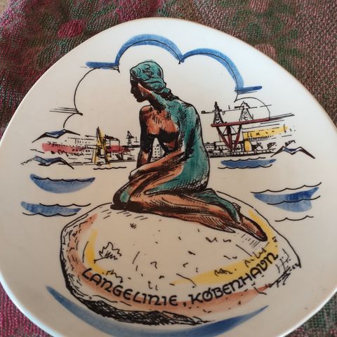 Lille havfrue. Retro, vintage tallerke,  plate. Stavangerflint