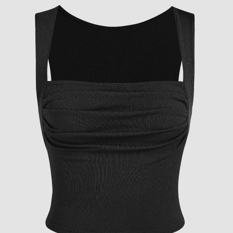 Ermeløs crop top i stretchmateriale