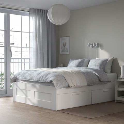 IKEA Brimmes dobbelseng med sengeskuffer