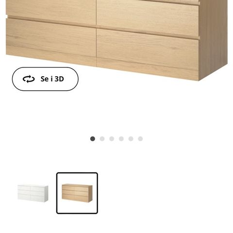 Malmkommode fra Ikea, 6 skuffer