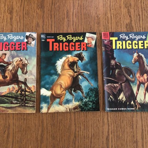 dell comic Trigger, Roy Rogers.1951-55.   3stk samlet 150,-