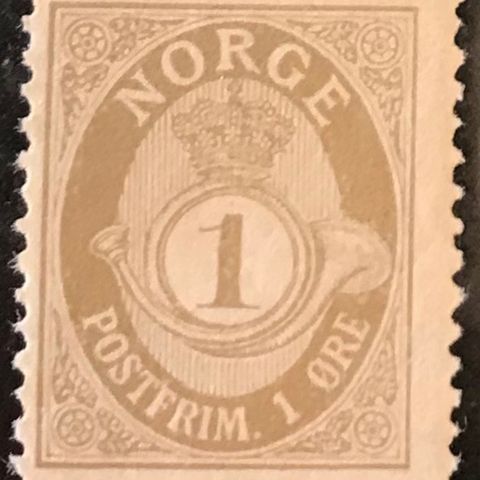 Frimerker Norge postfrisk, nk 73 X, **, 1 øre Knutsen fintagget 1898, pent