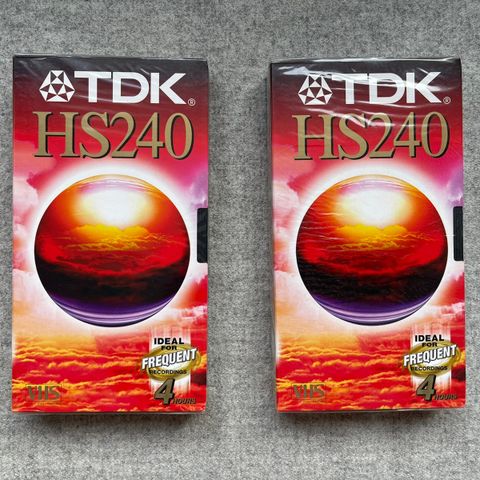 2 stk helt nye uåpnede forseglede TDK HS240 VHS kassetter