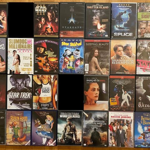DVD filmer fra R - Å selges, forskjellige priser.