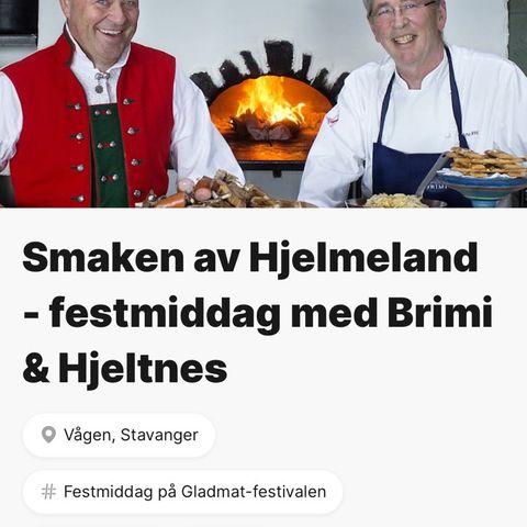 2 billetter Gladmaten, Smaken av Hjelmeland - festmiddag med Brimi & Hjeltnes