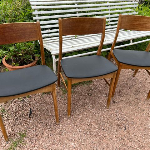 Vintage stoler i Teak og bøk, dansk design Sylvest Jensen, Falsted møbelfabrikk