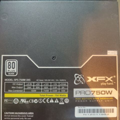 750w PSU, 80 plus silver - XFX-750w-3XS
