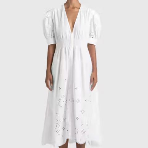 GANNI Broderie Anglaise Midi Dress