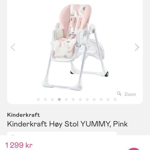 Kinderkraft Høy Stol YUMMY, Pink